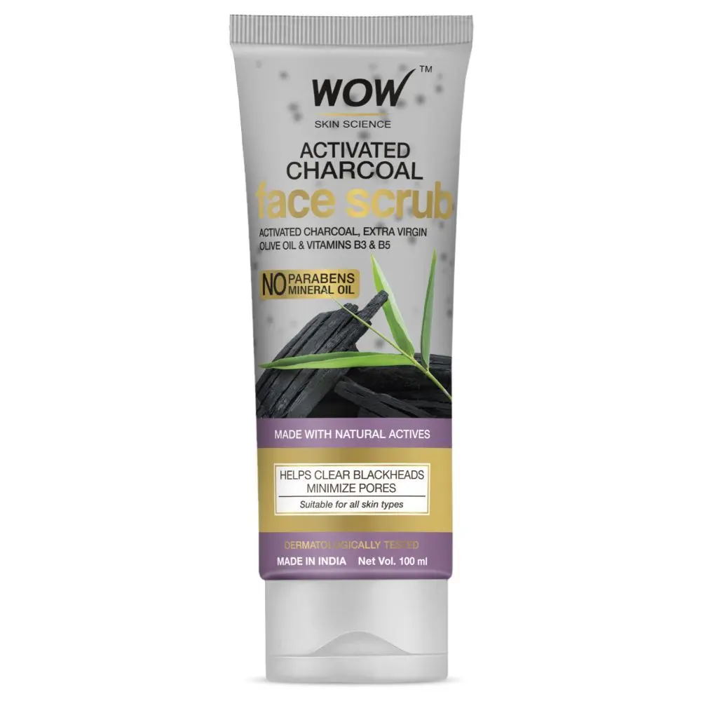 WOW Skin Science Charcoal Face Scrub For Blackheads/Pigmentation/Glowing Skin/Exfoliation - All Skin Type - 100ml