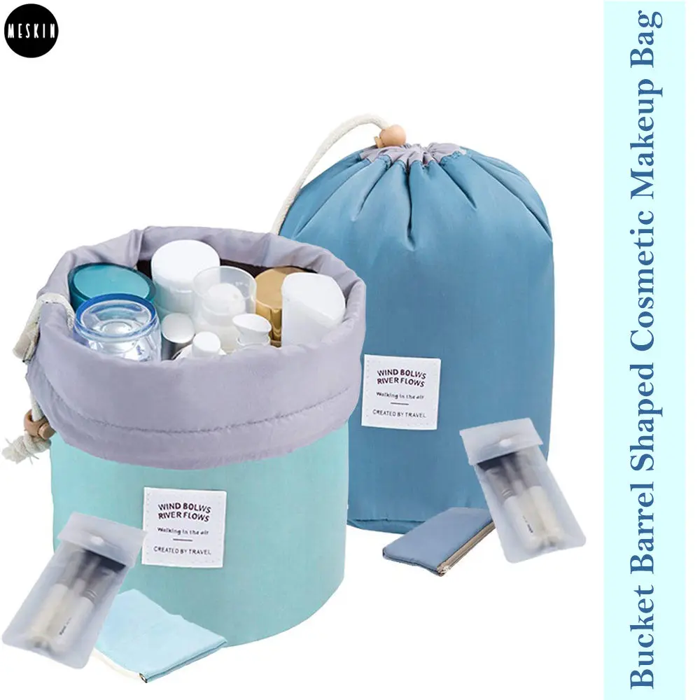 MeSkin Barrel Bucket Shaped Foldable Makeup Bag, Travel Case Pouch(Assorted Color)