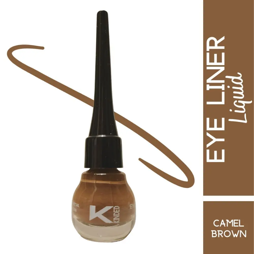 KINDED Eye Liner Liquid Waterproof Smudgeproof Longlasting Insta Bold Look Intense Heavenly Soothing Colour Pigments Precise Tip Quick Drying Eyeliner (5 ml, Matte Finish, Camel Brown)