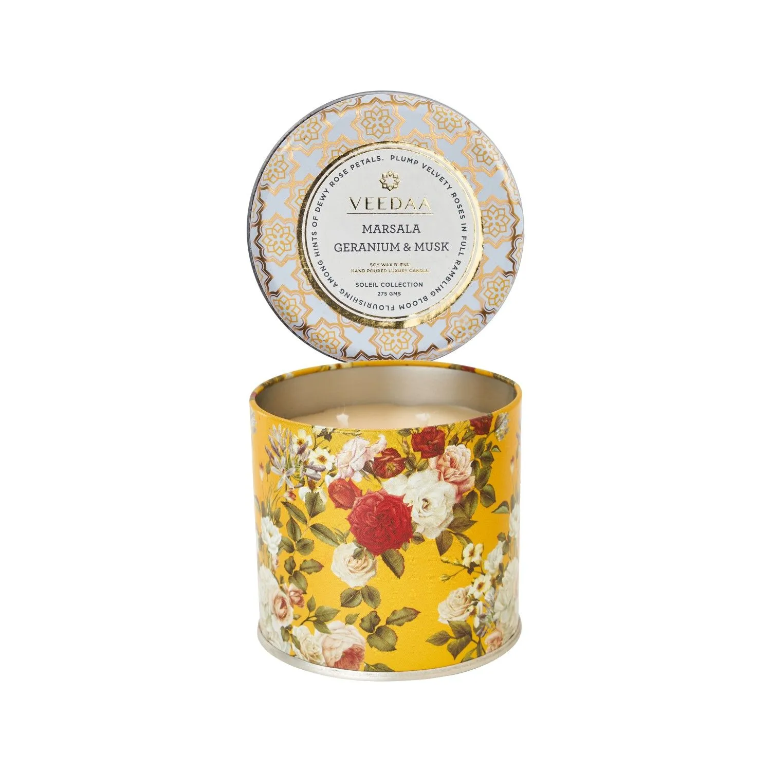 Veedaa Marsala Geranium And Musk Mason Tin Scented Candle