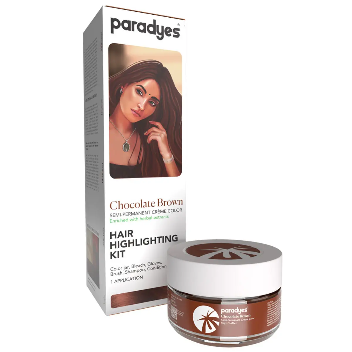 Paradyes Ammonia Free Semi Permanent Hair Color Highlighting Kit (Chocolate Brown)