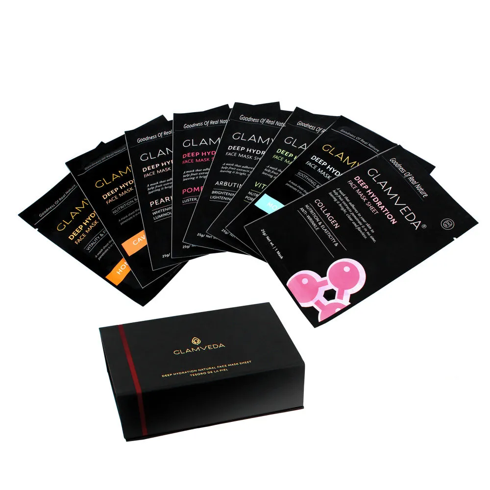 Glamveda Korean Sheet Mask Gift Box - Pack Of 8