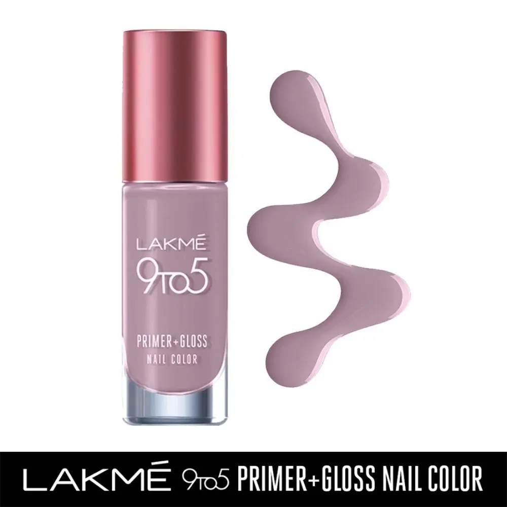 Lakme 9 to 5 Primer + Gloss Nail Colour, GreyCloud, 6ml