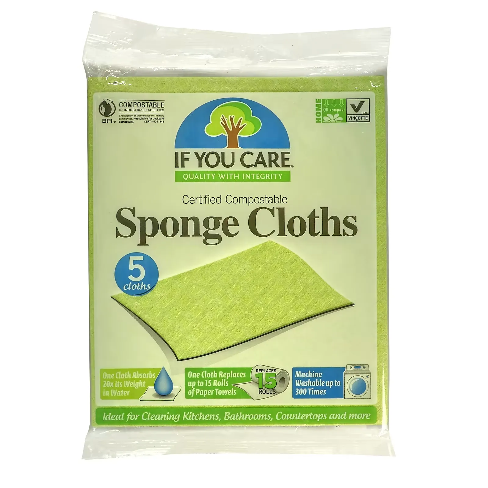 Compostable Sponge Cloths, 5 Clothes