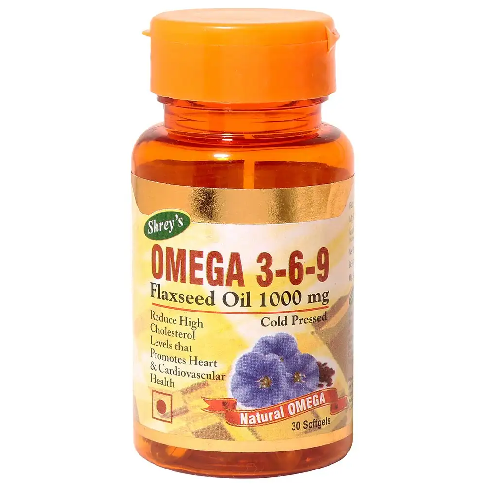 Shrey's Omega 3-6-9 Flaxseed Oil 1000 mg,  30 softgels