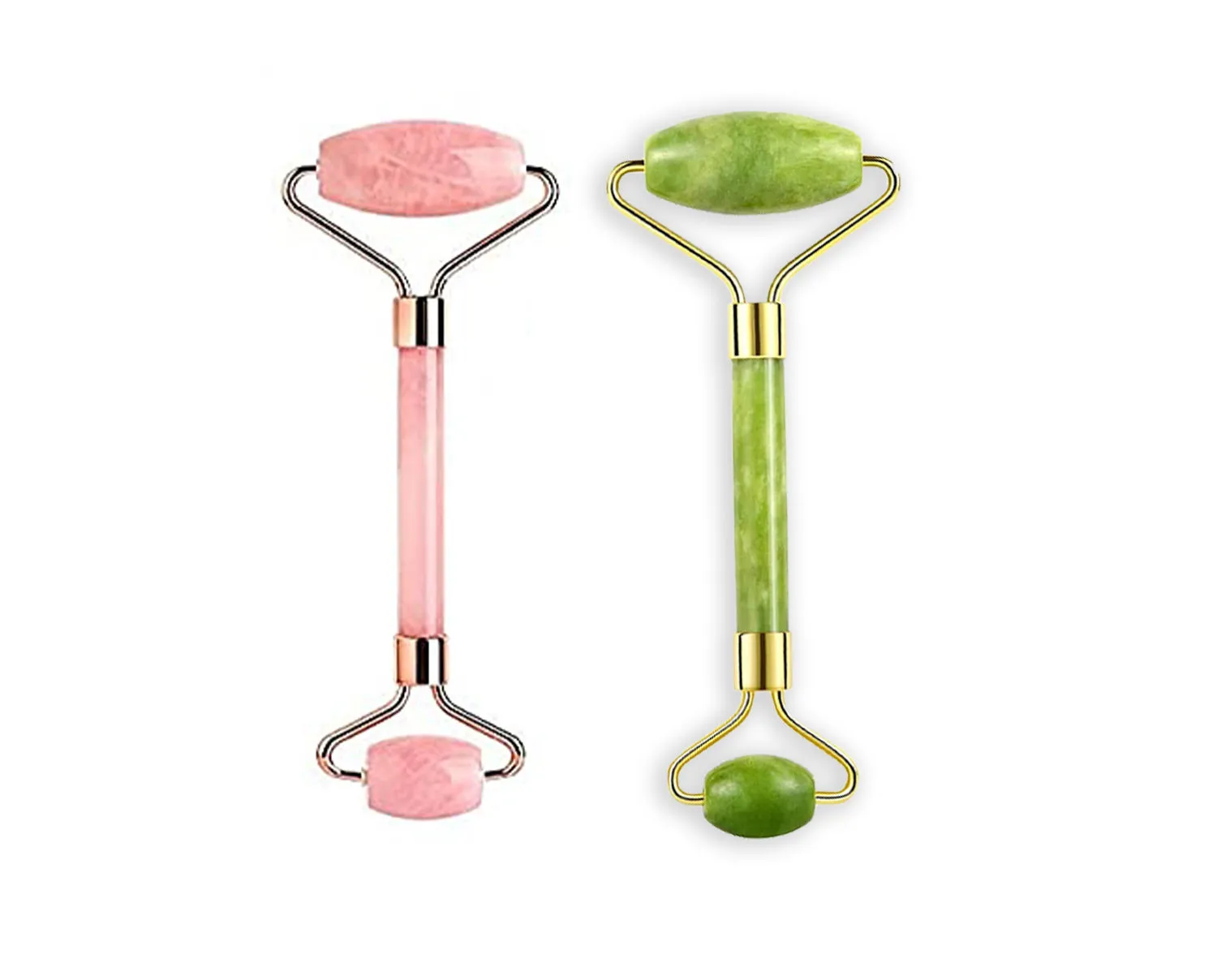 Getmecraft Jade Face Roller And Rose Quartz Facial Roller Set