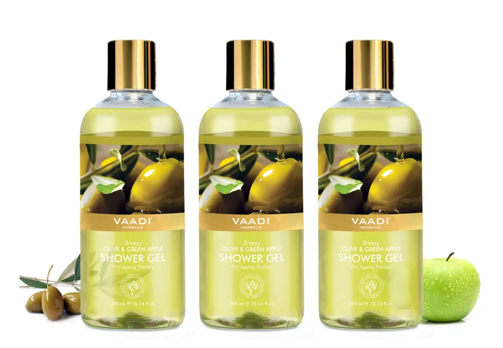 Vaadi Herbals Breezy Olive & Green Apple Shower Gel (Pack of 3)