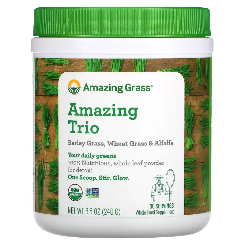 Amazing Trio, Barley Grass, Wheat Grass & Alfalfa, 8.5 oz (240 g)