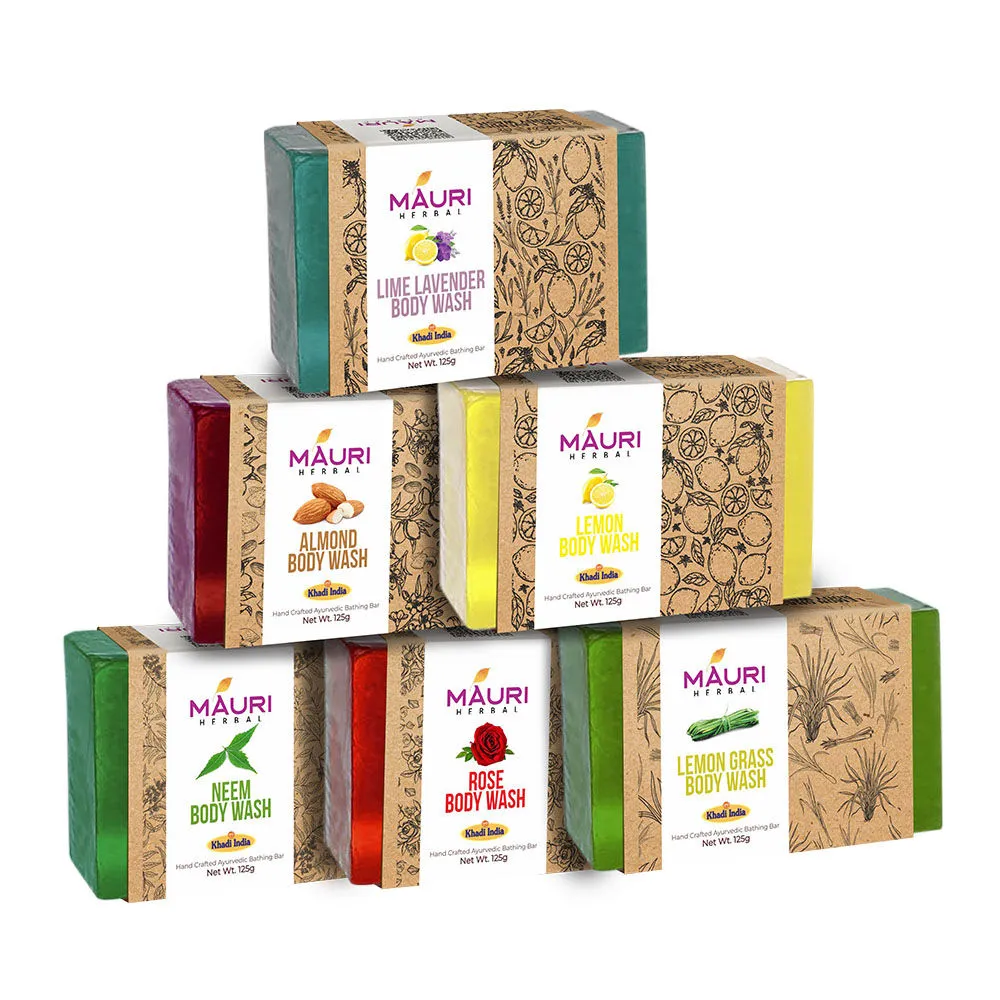 Mauri Herbal Assorted Handmade Natural Bathing Soaps Combo - Pack Of 6