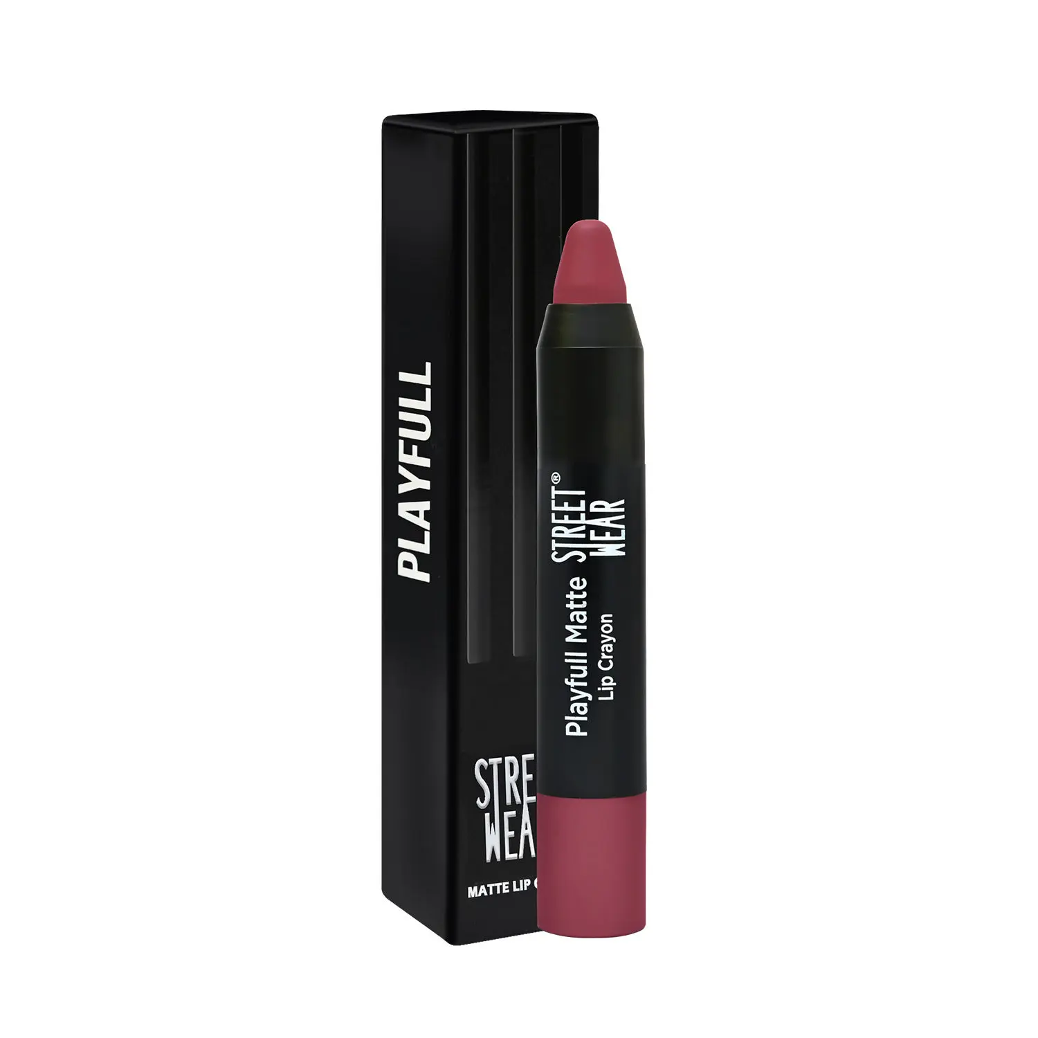 STREET WEAR® Playfull Matte -Insta Raisin (Pink) -Moisturizing Matte Finish Lipstick, Full Coverage, Non-Drying Formula, Intense Pigment, Enriched With Shea Butter, Vitamin C, Vitamin E, Longwear Moisturizing Crayon Lipstick