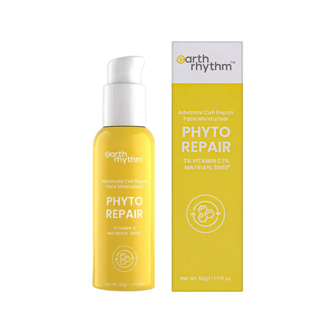 Earth Rhythm Phyto Repair Advanced cell Repair Moisturiser | 3% vitamin c 1% Matrixyl 3000  - 50 G