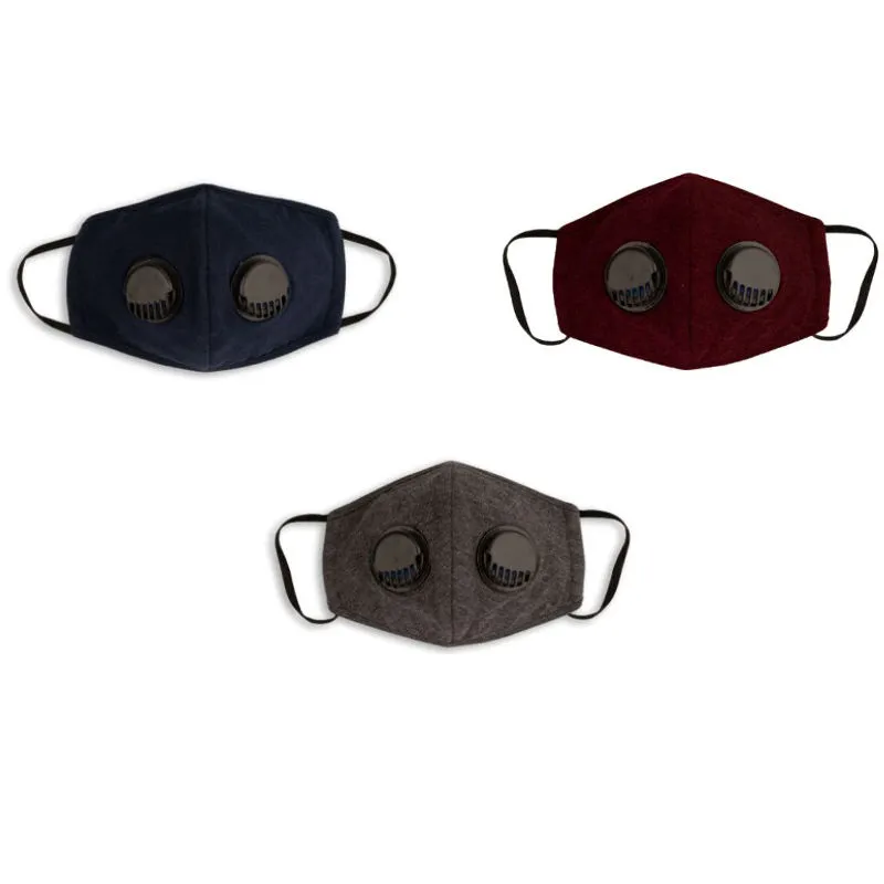 Maskerade Double Valve Solid Colors Mask - Multi-Color Pack of 3(Free Size)