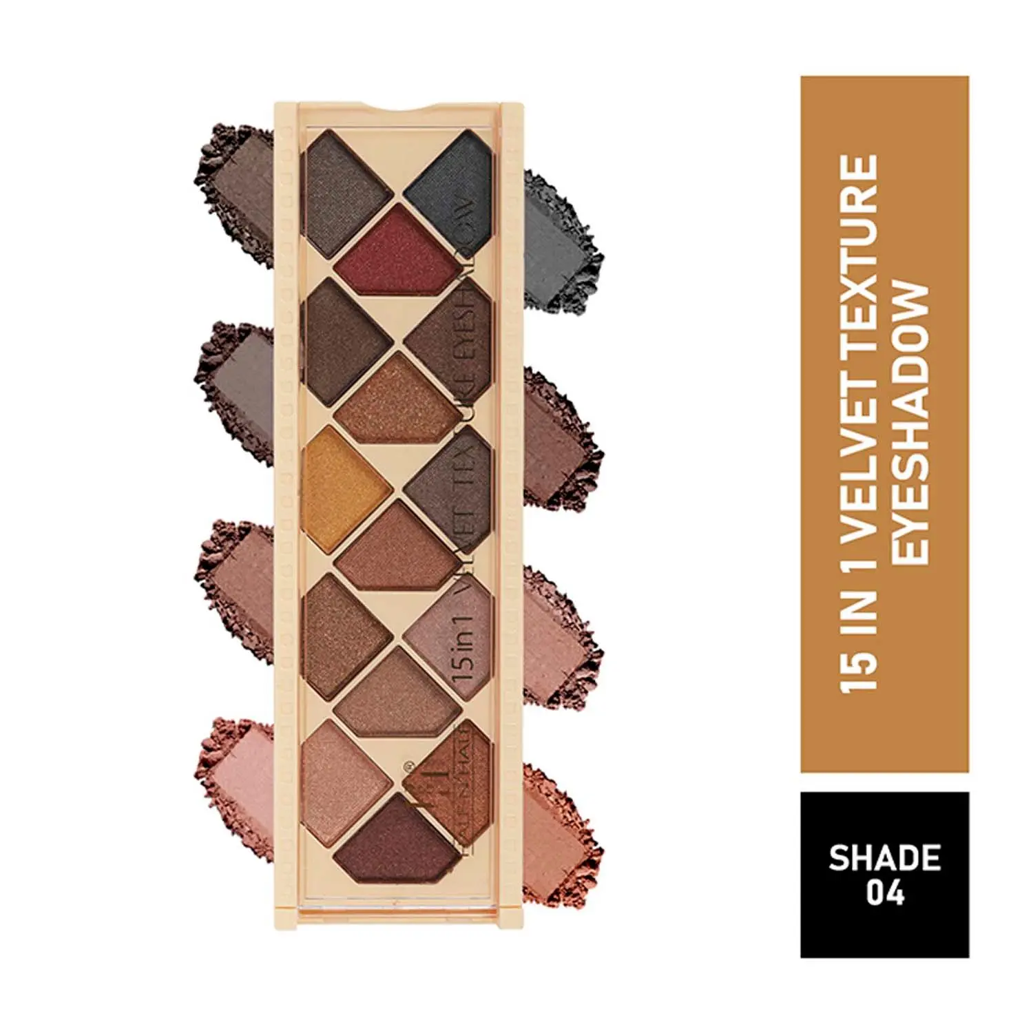 Half N Half 15 in 1 Velvet Texture Eyeshadow, Multicolour Palette-04 (12gm)