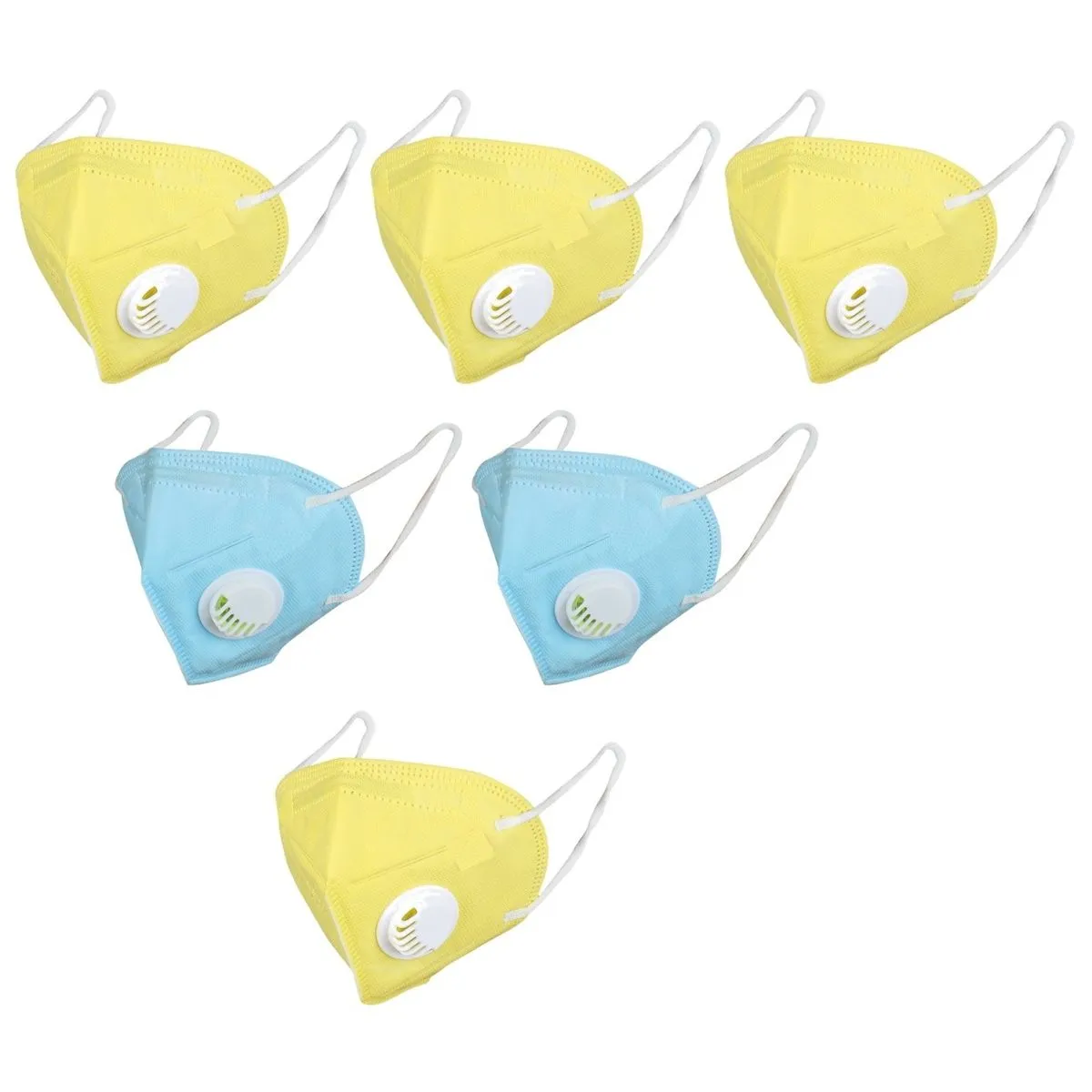 OOMPH Pack Of 6 Kn95/n95 Anti-pollution Reusable 5 Layer Mask Color: Yellow,blue,yellow