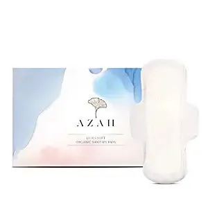 Azah Rash Free Organic Sanitary Pads : Box of 40 Pads (20XL + 20 Regular - Without disposal bags)