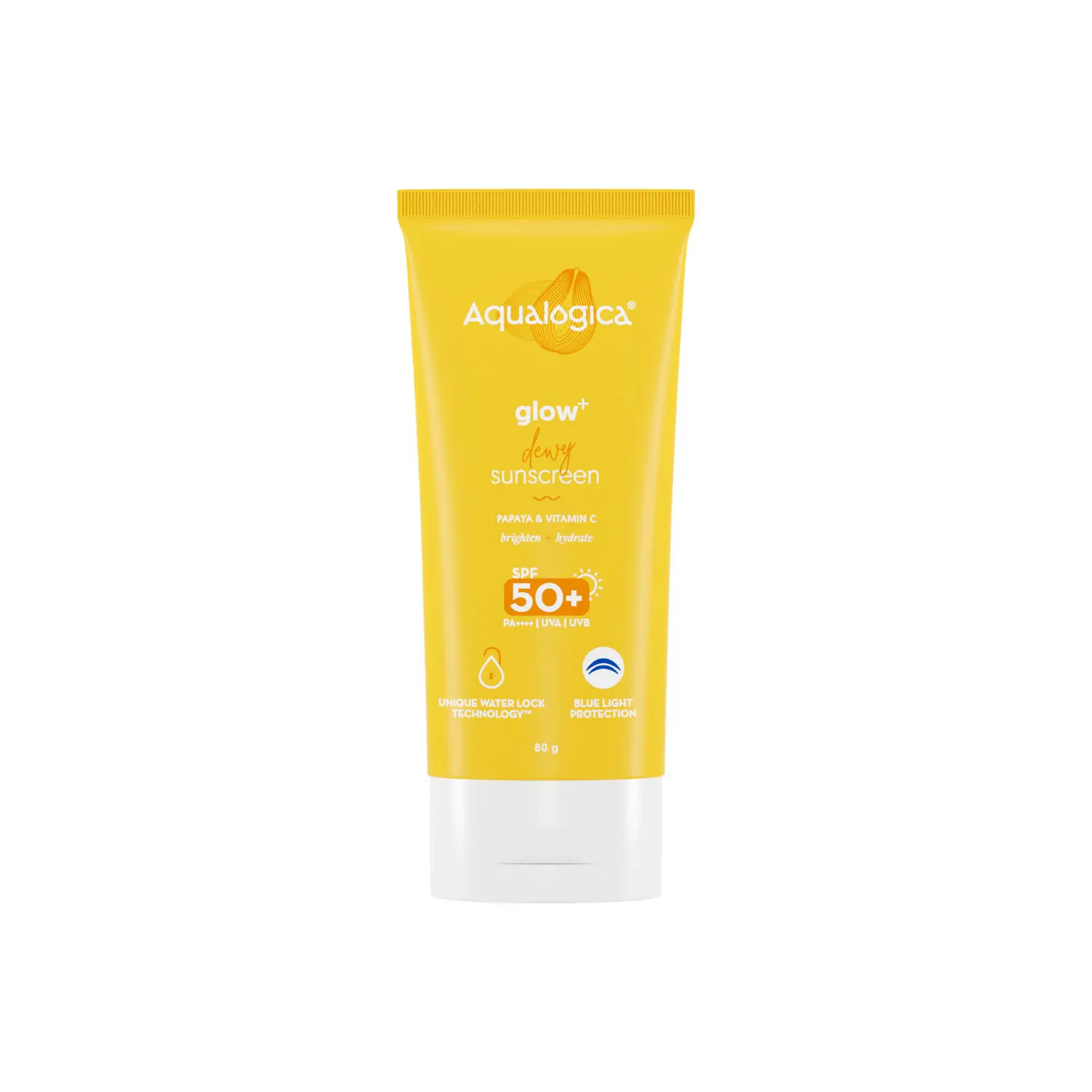 Aqualogica Glow+ Dewy Sunscreen with SPF 50+ & PA++++ for UVA/B & Blue Light Protection & No White Cast - 80g