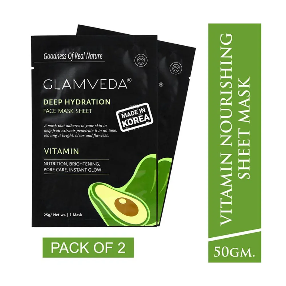 Glamveda Vitamin Nourishing Korean Sheet Mask - Pack Of 2