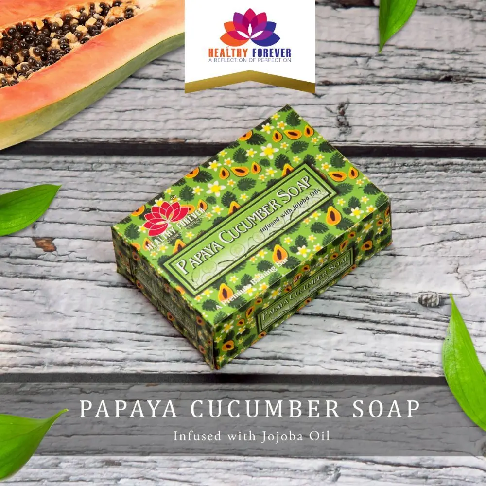 Healthy Forever Homemade Sulphate Parabens free 100% Pure Papaya Cucumber Soap For Pigmentation 120 g