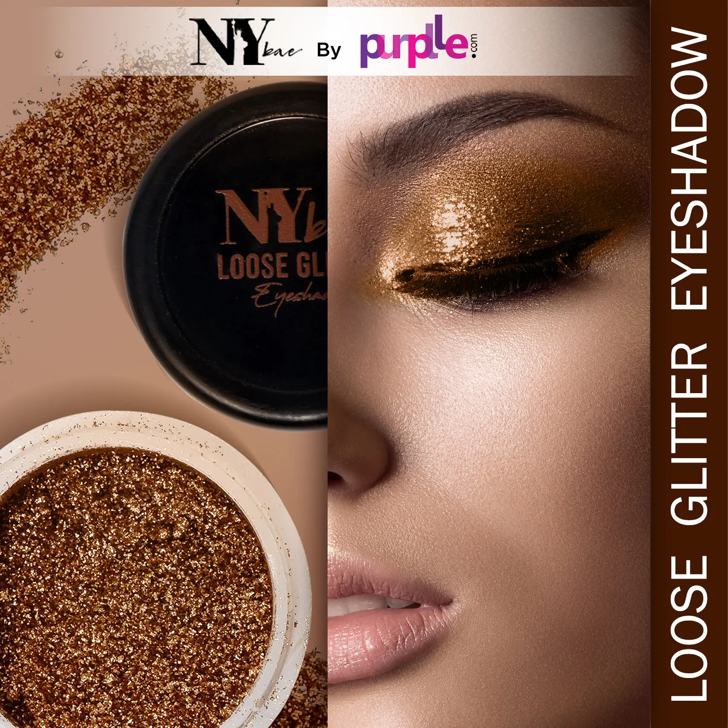 NY Bae Loose Glitter Eyeshadow - Bronze Gold 11 (2 g) | Loaded With Oils & Fruit Extract | Rich Colour | Long lasting | Easy To Use | Cruelty Free