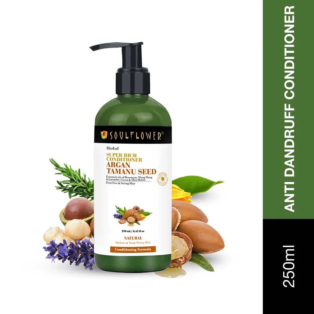 Soulflower Organic Hair Conditioner With Argan & Tamanu For Dry & Frizzy Hair, Sulphate Free