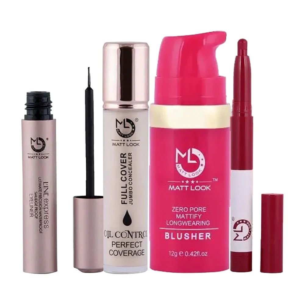 Matt look Eyeliner, Blusher, Concealer And Lipstick Combo - 4