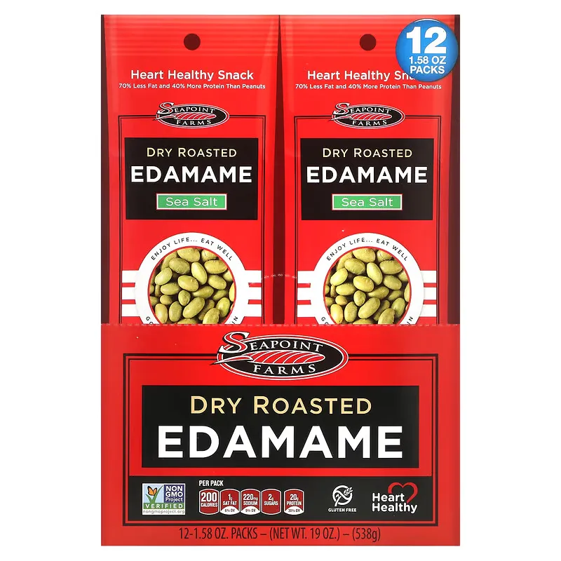 Dry Roasted Edamame, Sea Salt, 12 Packs, 1.58 oz (45 g) Each