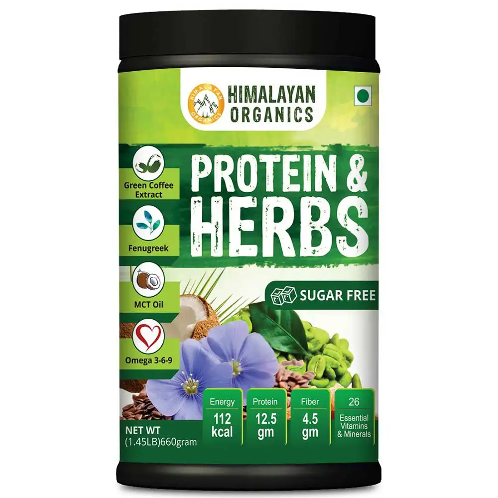 Himalayan Organics Protein and Herbs with Green Coffee Extract,  1.45 lb  Strawberry