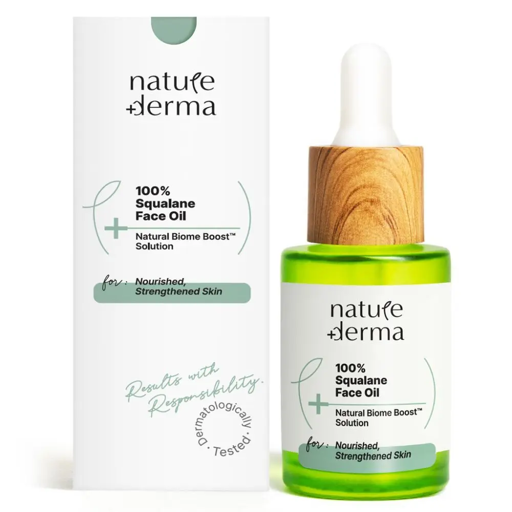 Nature Derma100% Squalane Face Oil With Natural Biome-Boost™ Solution for Nourished, Strengthened Skin