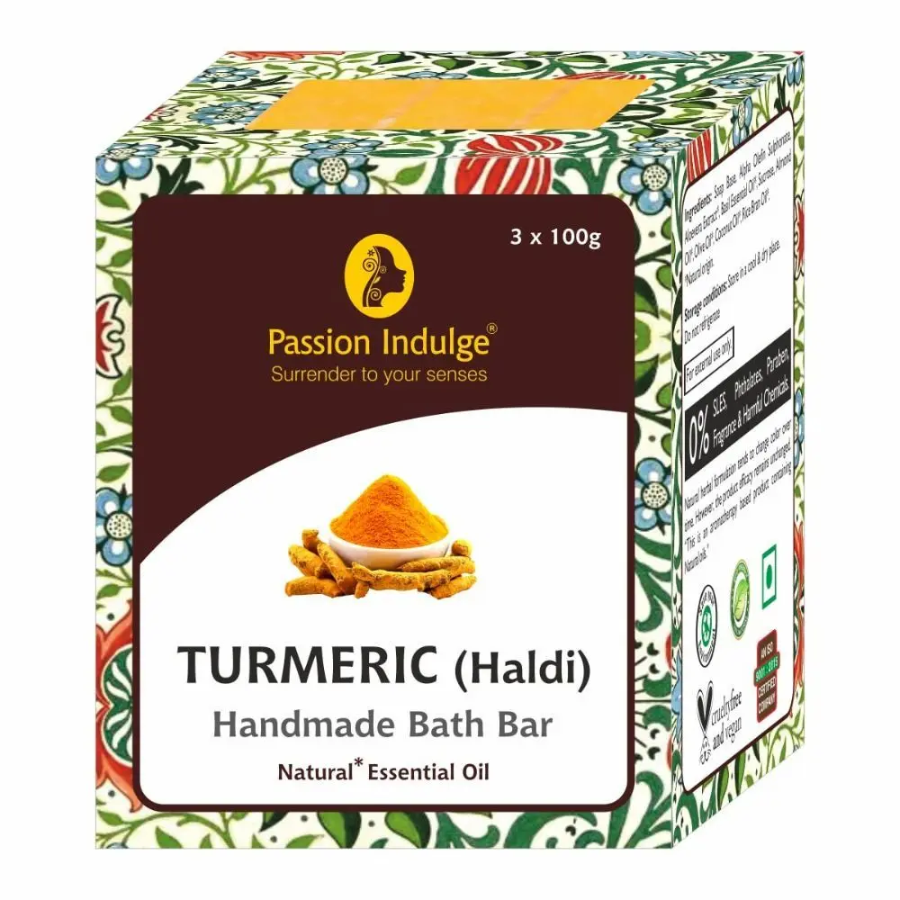 Passion Indulge TURMERIC Handmade Bath Bar Soap - 100GM Each ( PACK OF 3 )