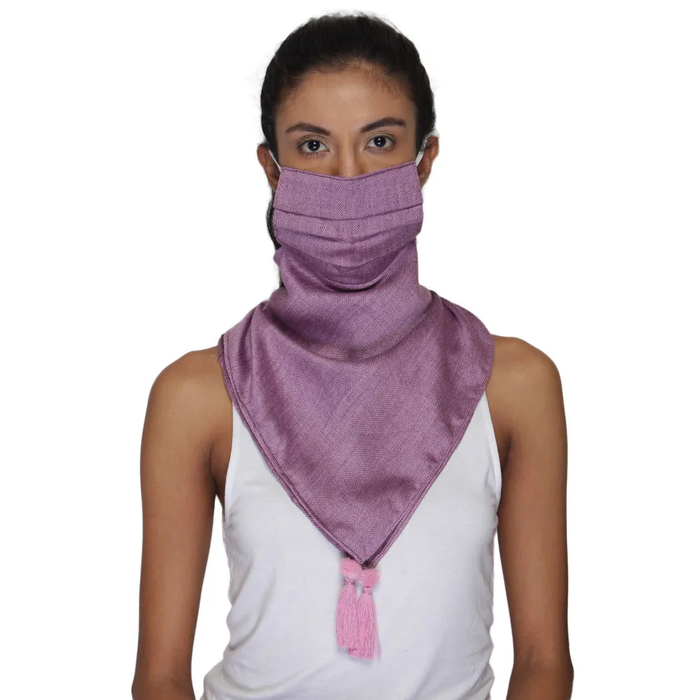 Anekaant 3-Ply Reusable Pink Solid Tessel Viscose Scarf Style Fashion Mask