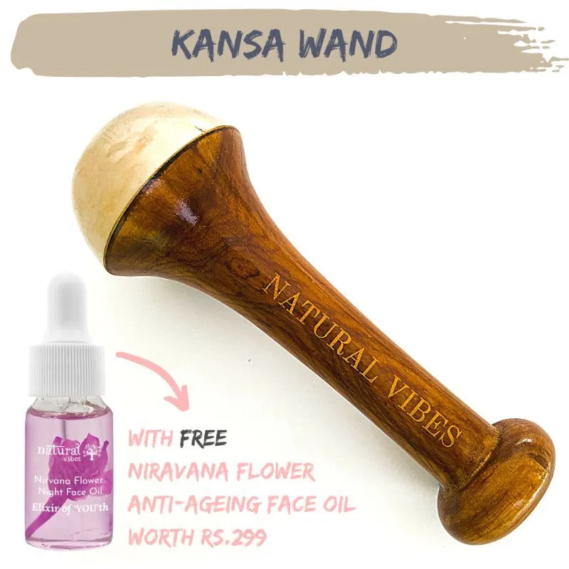 Natural Vibes Kansa Wand Face Roller + Nirvana Anti Ageing Flower Oil