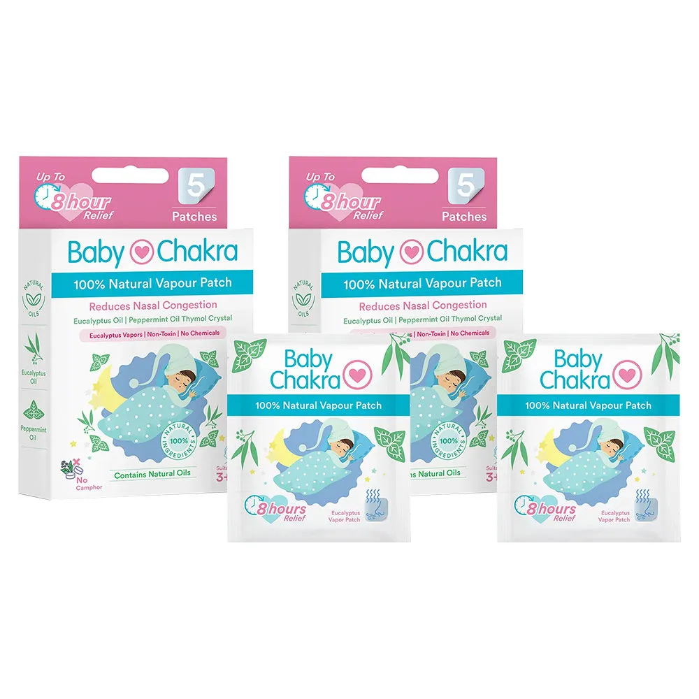 BabyChakra 100% Natural Vapour Patches for babies | Quick Relief from runny nose (5 Patches x 2)