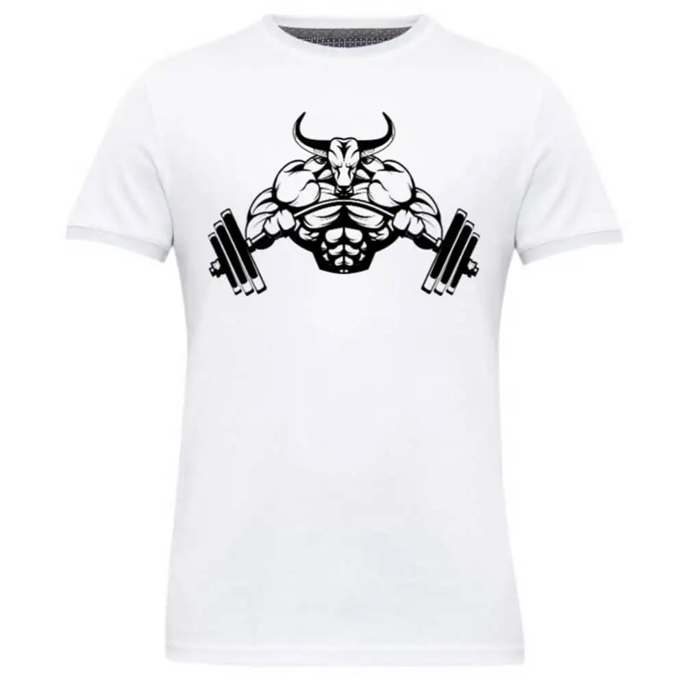 Gym Brute Bull T-Shirt,  White  Large