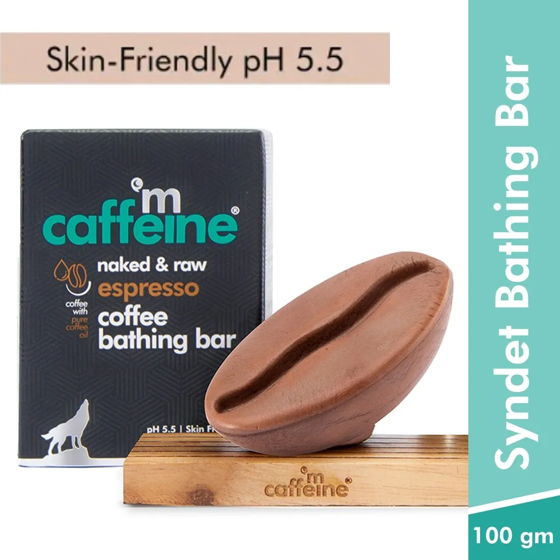 MCaffeine Espresso Coffee Bathing Bar - pH 5.5 Soap Free Syndet Bar with Vitamin E for Deep Cleansing