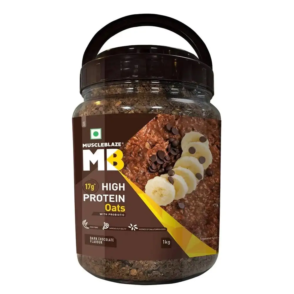 MuscleBlaze High Protein Oats (Jar Pack) OP,  1 kg  Dark Chocolate