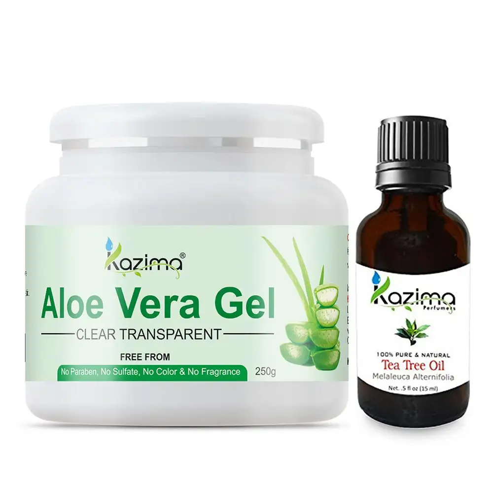 Kazima Aloe Vera Gel 250 gm & Tea Tree Oil 15 ml Combo,  2 Piece(s)/Pack  All Skin Type