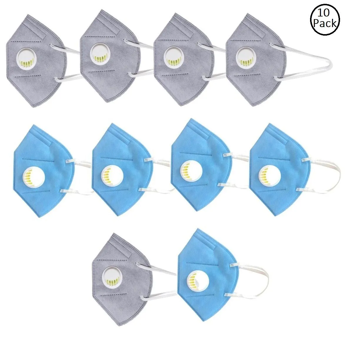 Fabula Pack Of 10 Anti-Pollution Reusable 5 Layer Mask - Blue Grey