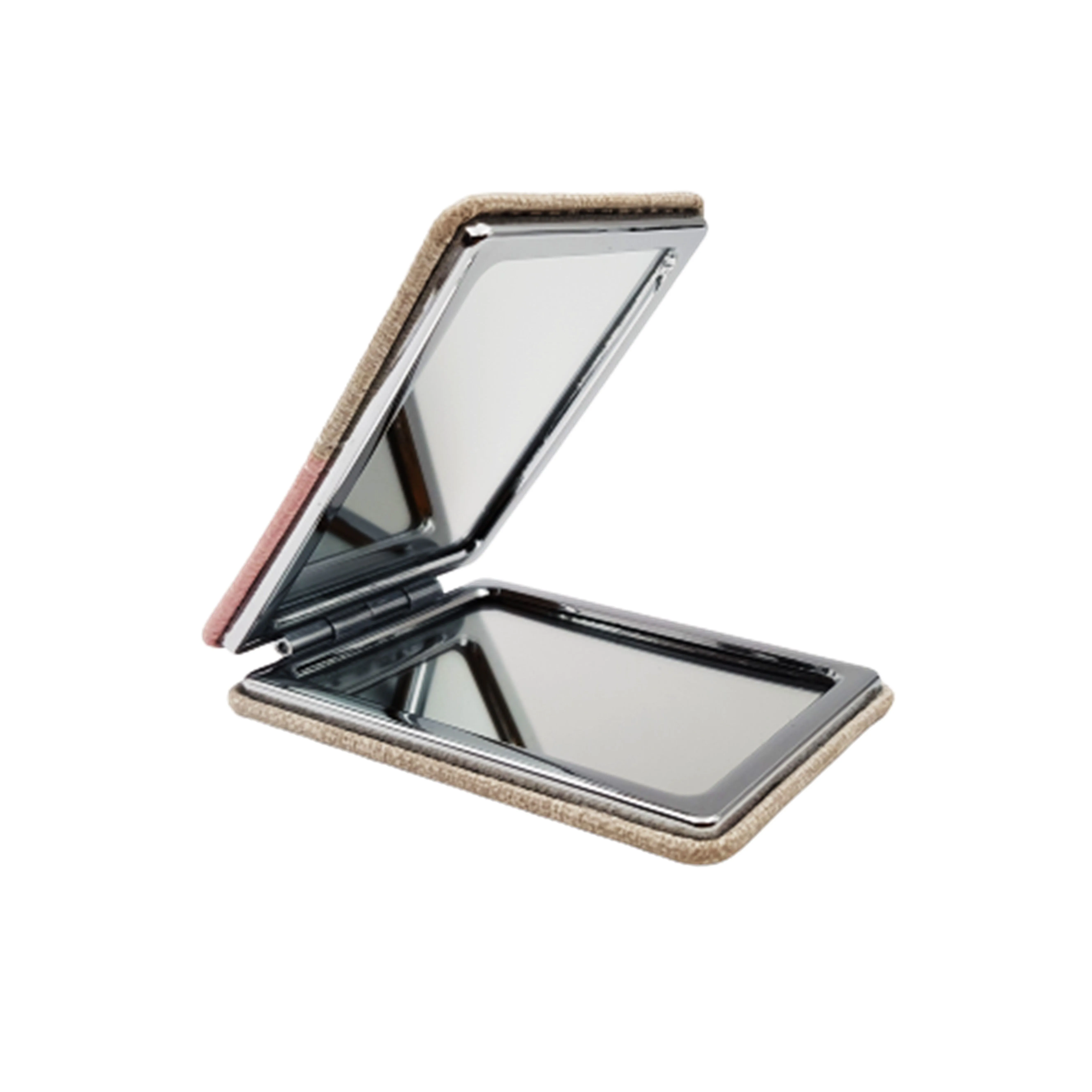 Majestique Compact Mirror- Classic Canvas Texture 1x/2x Magnification (Color May Vary)