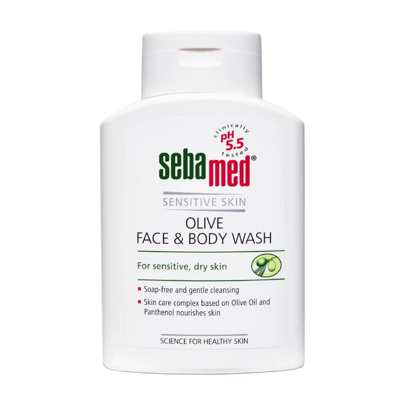 Sebamed Olive Face & Body Wash, PH 5.5, Soap Free, Sensitive Dry Skin, With Olive Oil & Panthenol