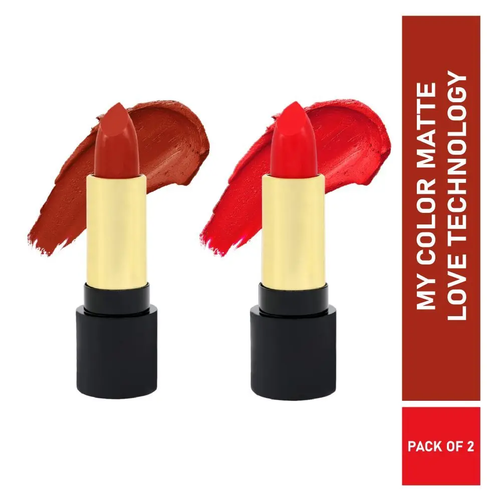 Half N Half Velvet Matte Texture Lipstick My Colour, Lusty-Rust & Lady-Red, PO2 (7.6gm)