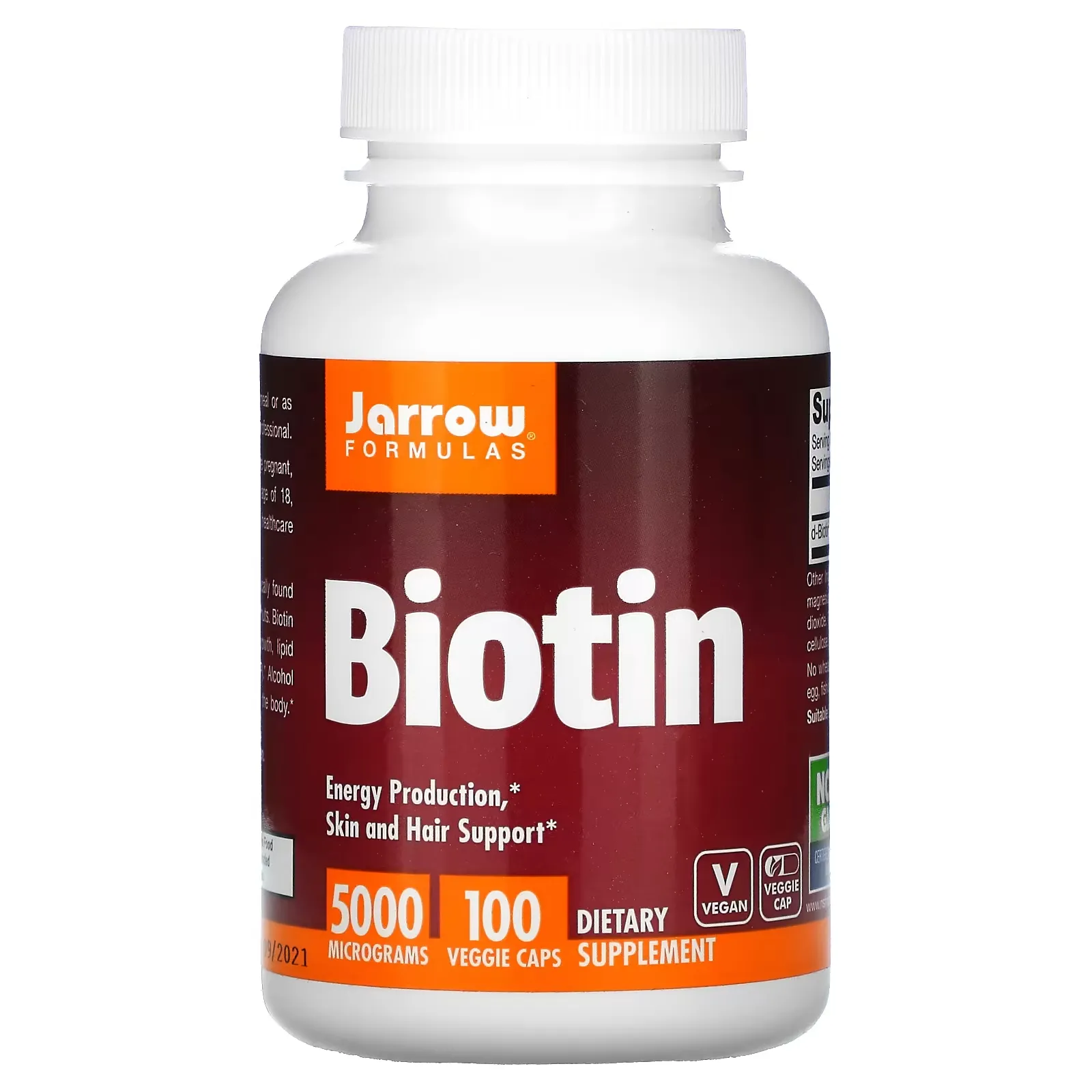 Biotin, 5,000 mcg, 100 Veggie Caps