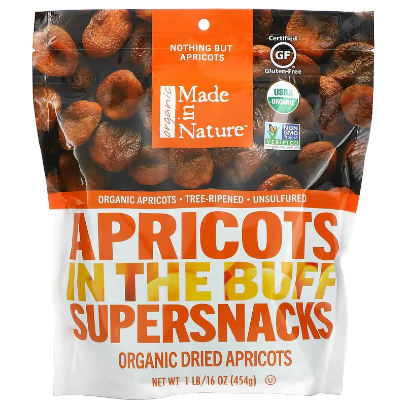 Organic Dried Apricots, In The Buff Supersnacks, 1 lb (454 g)