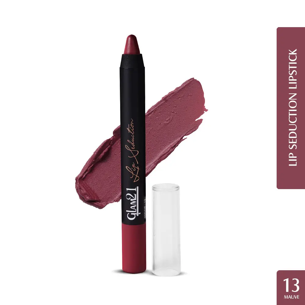 Glam21 Lip Seduction Non- Transfer Crayon Lipstick| Lightweight & Longlasting|Creamy Matte Formula - 2.8gm|Mauve|13