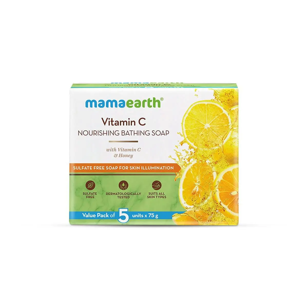 Mamaearth Vitamin C Nourishing Bathing Soap With Vitamin C and Honey for Skin Illumination (5x75 g)