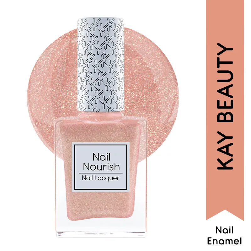 Kay Beauty Nail Nourish Glitter Pastel Nail Enamel Polish - Rose Gold Sparkle