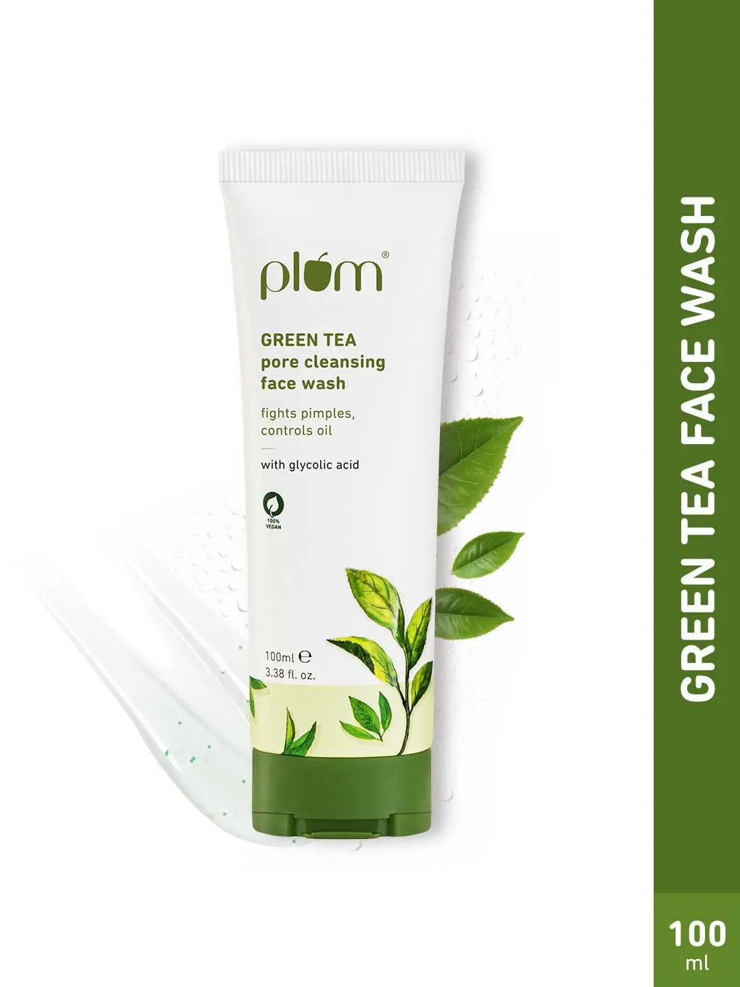 Plum Green Tea Pore Cleansing Face Wash | Acne Face Wash | Oily Skin | Bright, Clear Skin | 100% Vegan | Soap-Free | Face Wash for Women & Men | 100ml