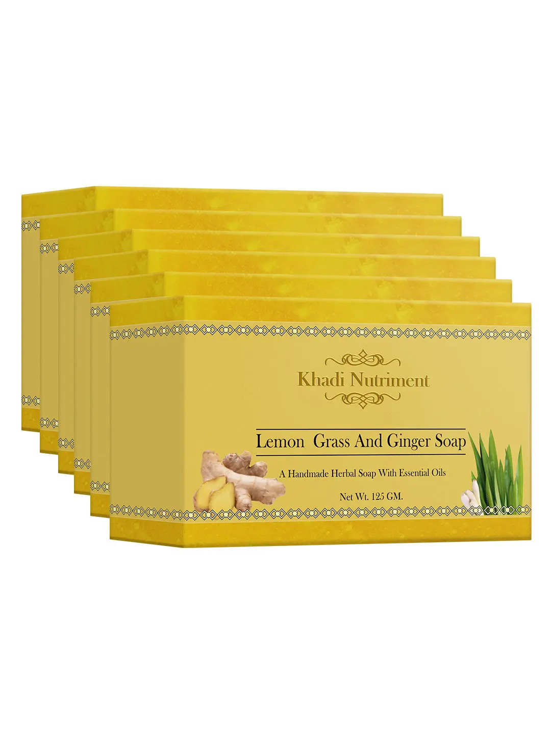 Khadi Nutriment Lemon Grass and Ginger Soap,125 gm (Pack of 6)