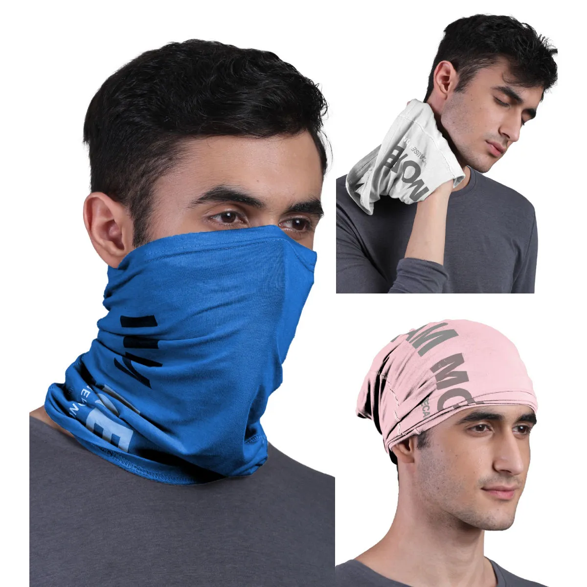 FREECULTR Unisex Printed Bamboo Bandana Anti Microbial Multipurpose Cloth Face Mask (pack Of 3)