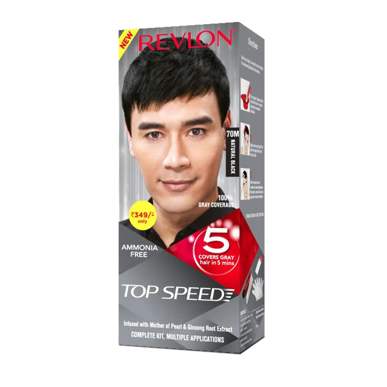 Revlon Top Speed Hair Color Small Pack Man - Natural Black 70M