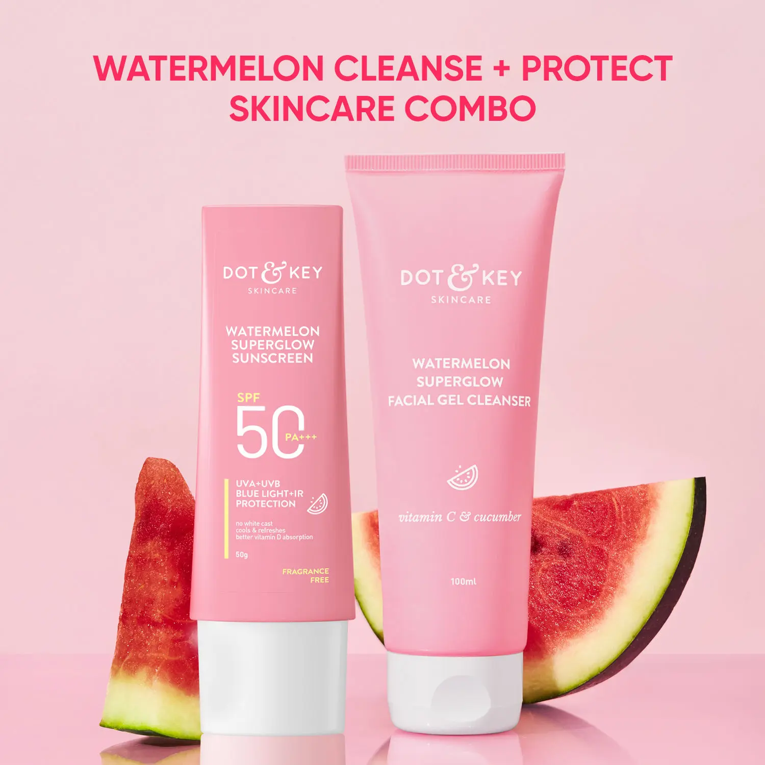 Dot & Key Watermelon Sun Protect Duo|Suncreen, Face Cleanser